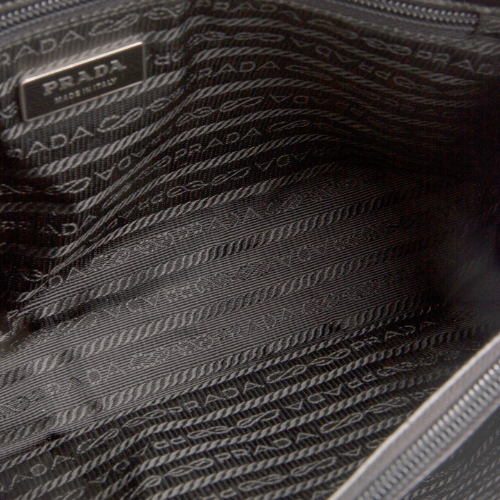 PRADA Leather Flower Applique Tote - Black