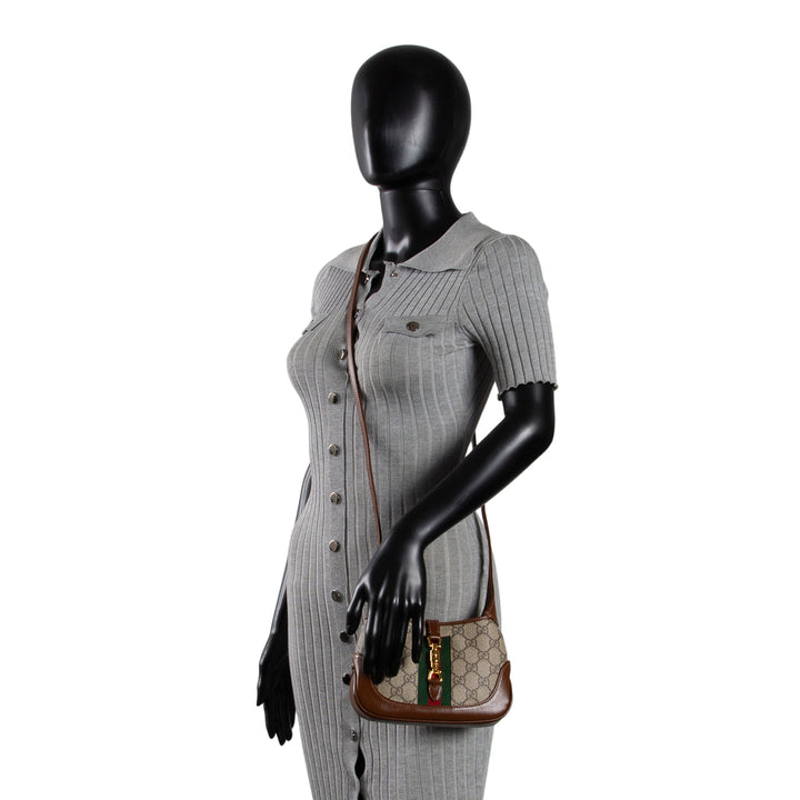 GUCCI GG Supreme Mini Jackie 1961 Shoulder Bag - Beige &amp; Ebony