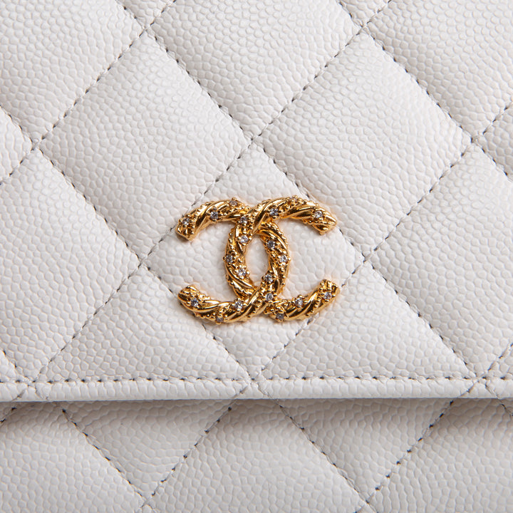 CHANEL Strass Wallet on Chain - White