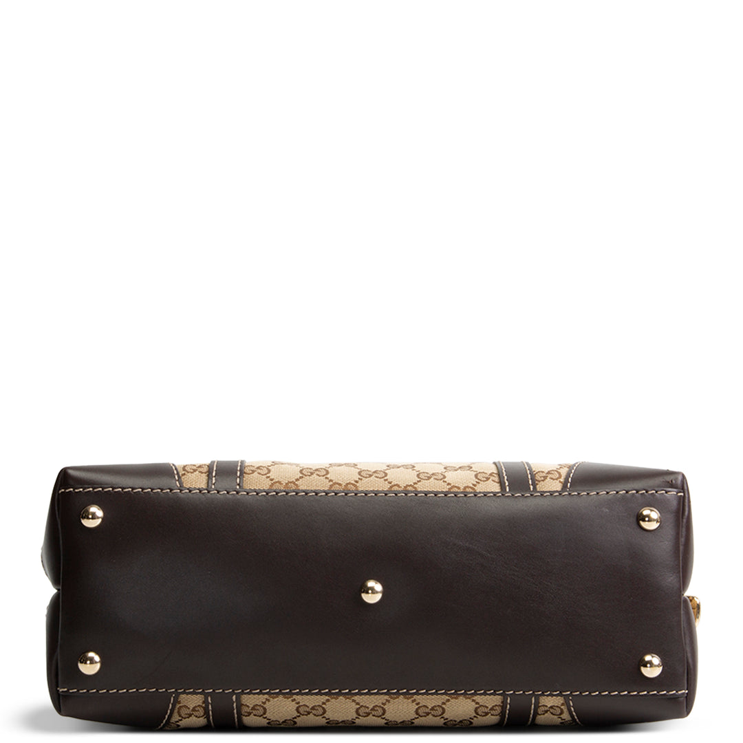 GUCCI GG Canvas Lovely Heart Tote - Beige & Ebony