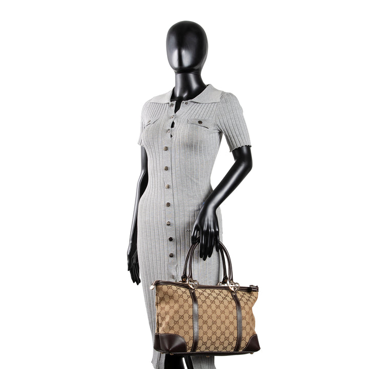 GUCCI GG Canvas Lovely Heart Tote - Beige & Ebony