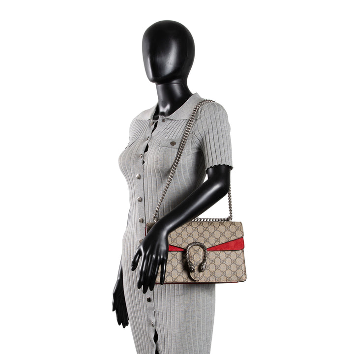 GUCCI GG Supreme Dionysus Shoulder Bag - Red Trim