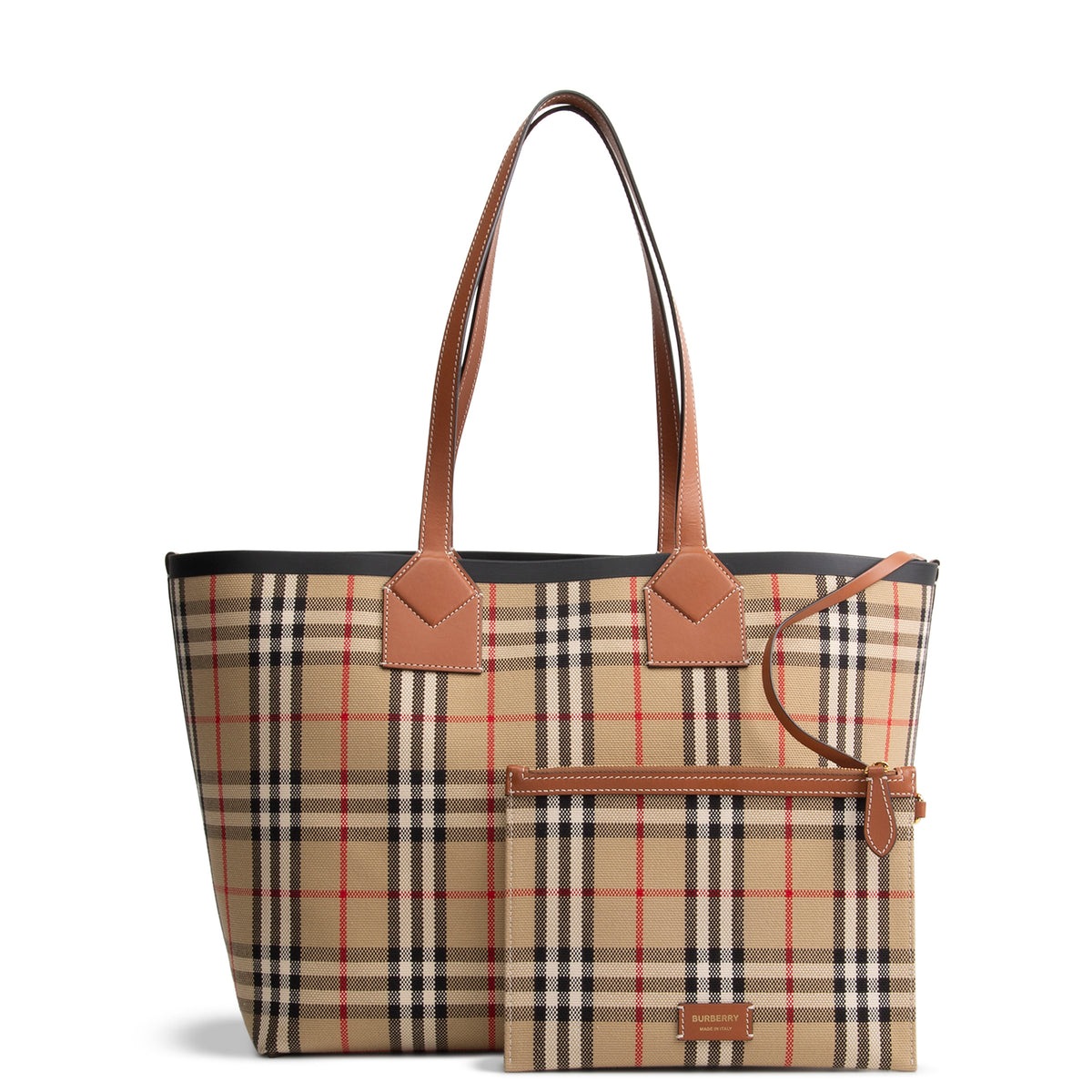 BURBERRY Check Tote w/ Pouch