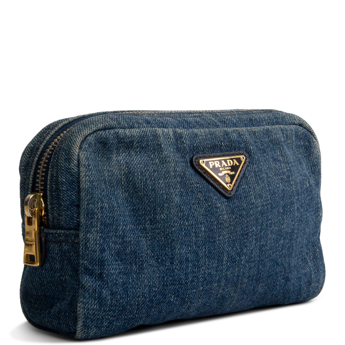 PRADA Denim Cosmetic Bag - Blue OUTLET FINAL SALE