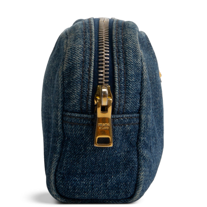 PRADA Denim Cosmetic Bag - Blue OUTLET FINAL SALE
