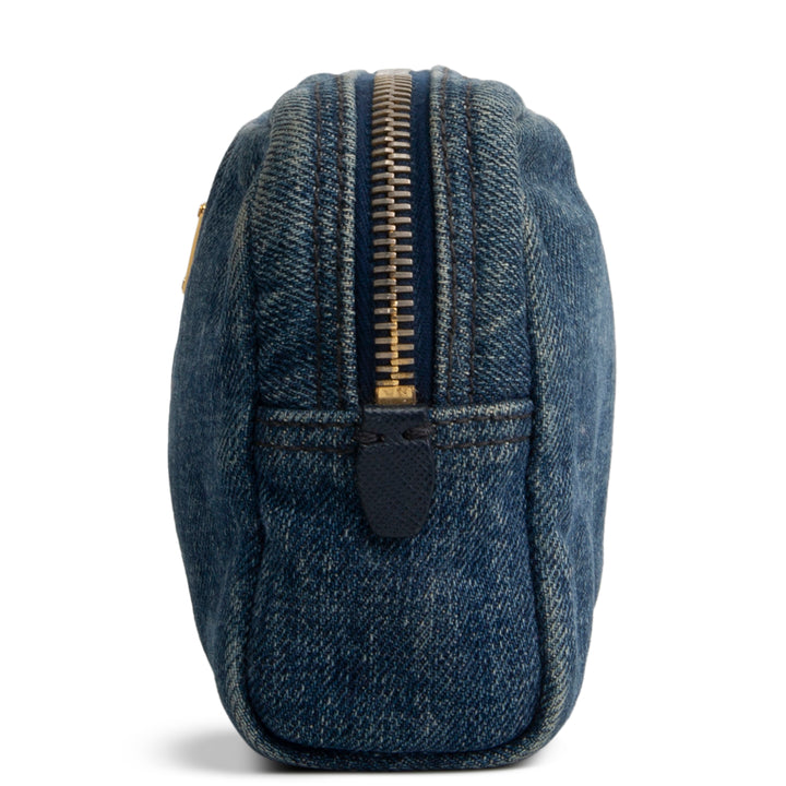 PRADA Denim Cosmetic Bag - Blue OUTLET FINAL SALE