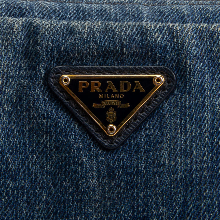 PRADA Denim Cosmetic Bag - Blue OUTLET FINAL SALE