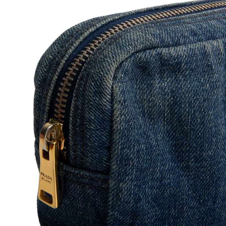 PRADA Denim Cosmetic Bag - Blue OUTLET FINAL SALE