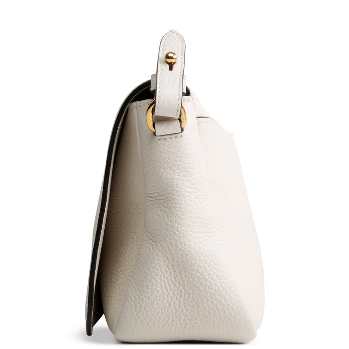PRADA Pebbled Leather Flap Crossbody - Ivory