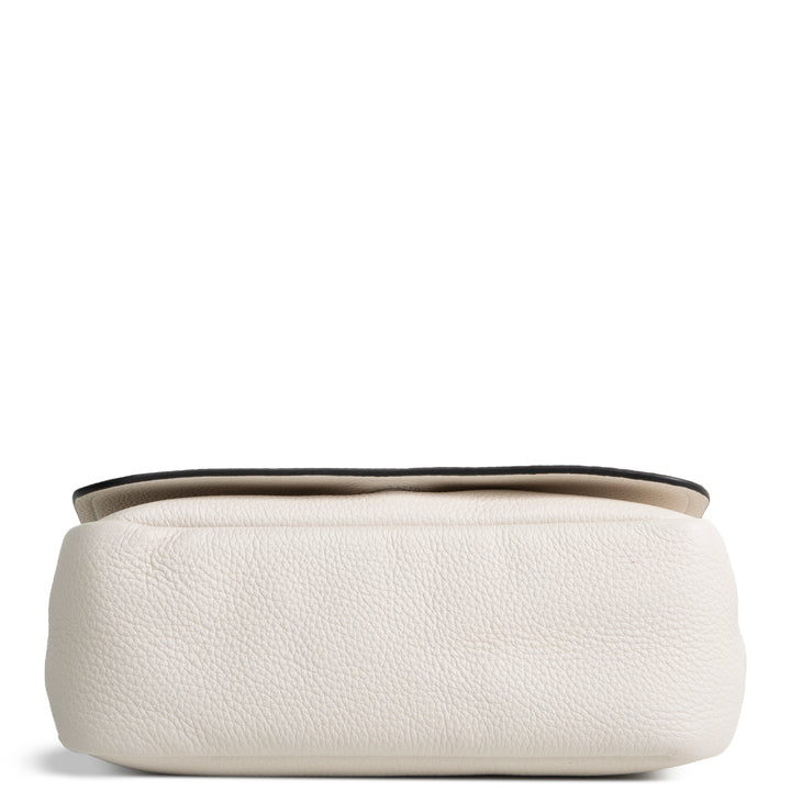 PRADA Pebbled Leather Flap Crossbody - Ivory