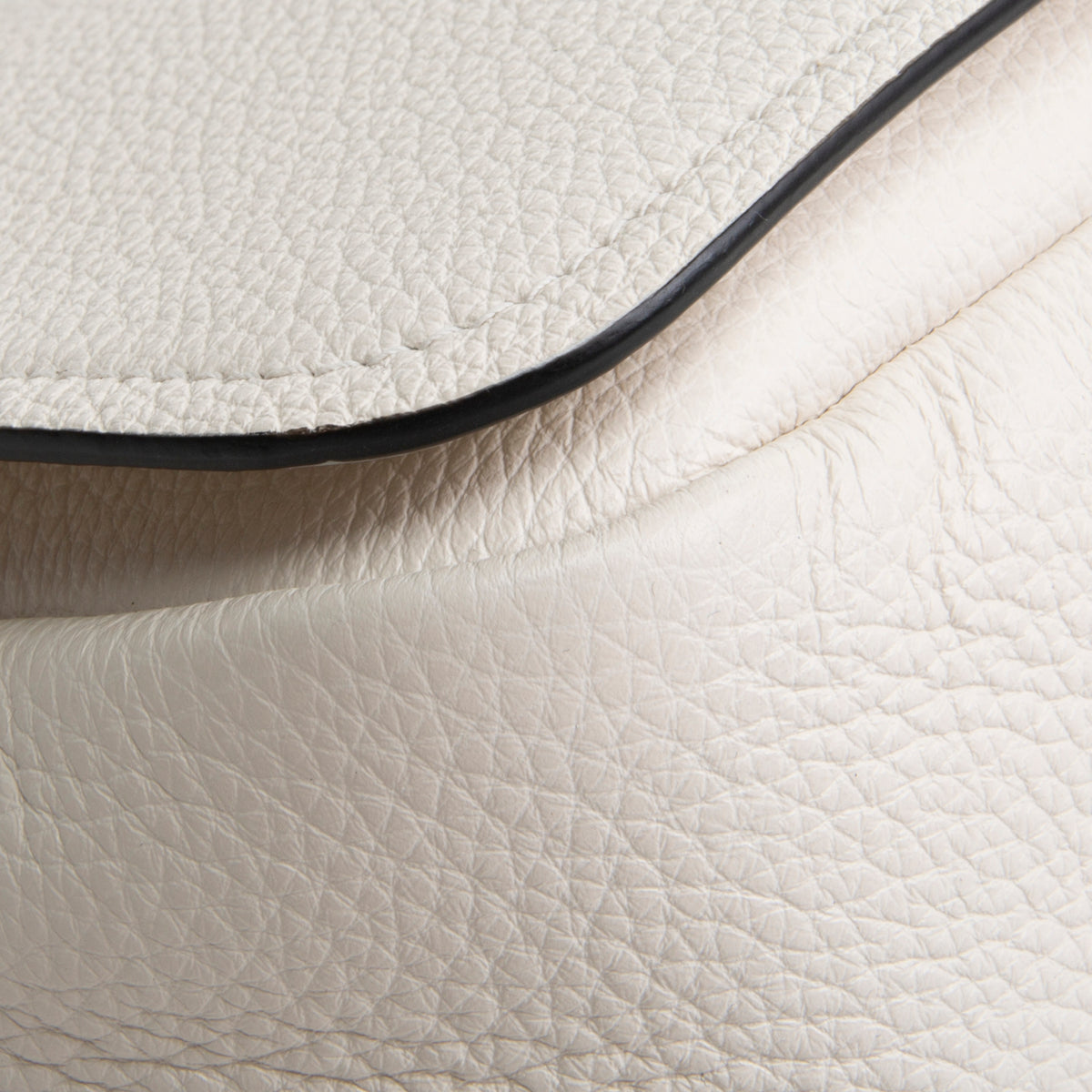 PRADA Pebbled Leather Flap Crossbody - Ivory