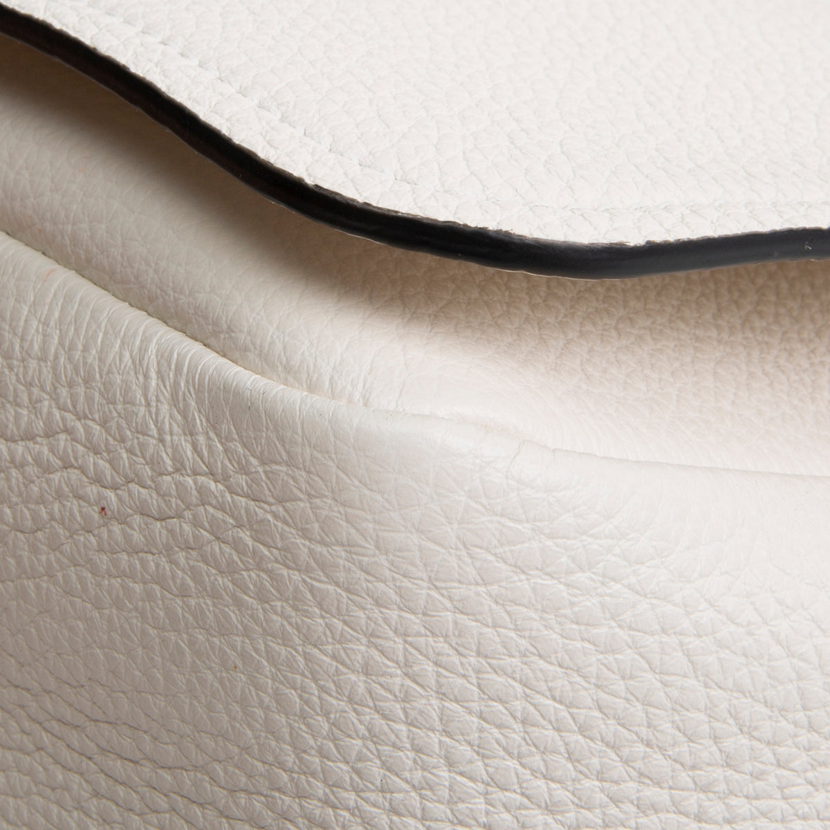 PRADA Pebbled Leather Flap Crossbody - Ivory