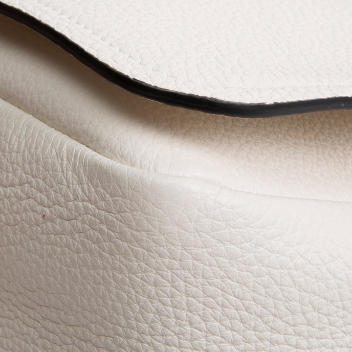 PRADA Pebbled Leather Flap Crossbody - Ivory