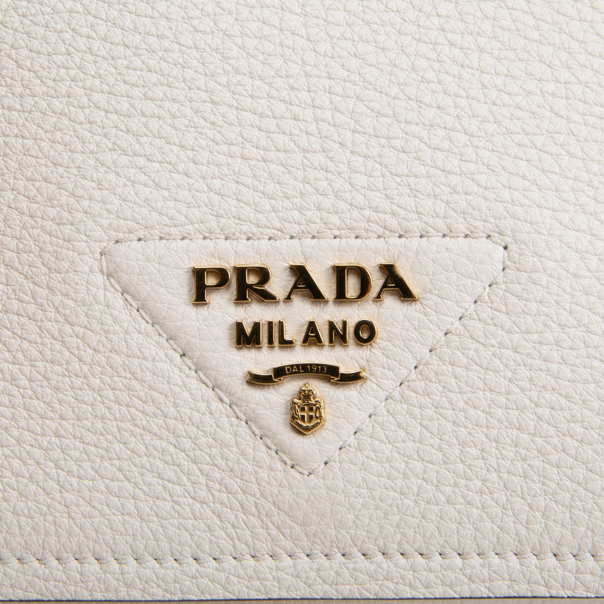 PRADA Pebbled Leather Flap Crossbody - Ivory