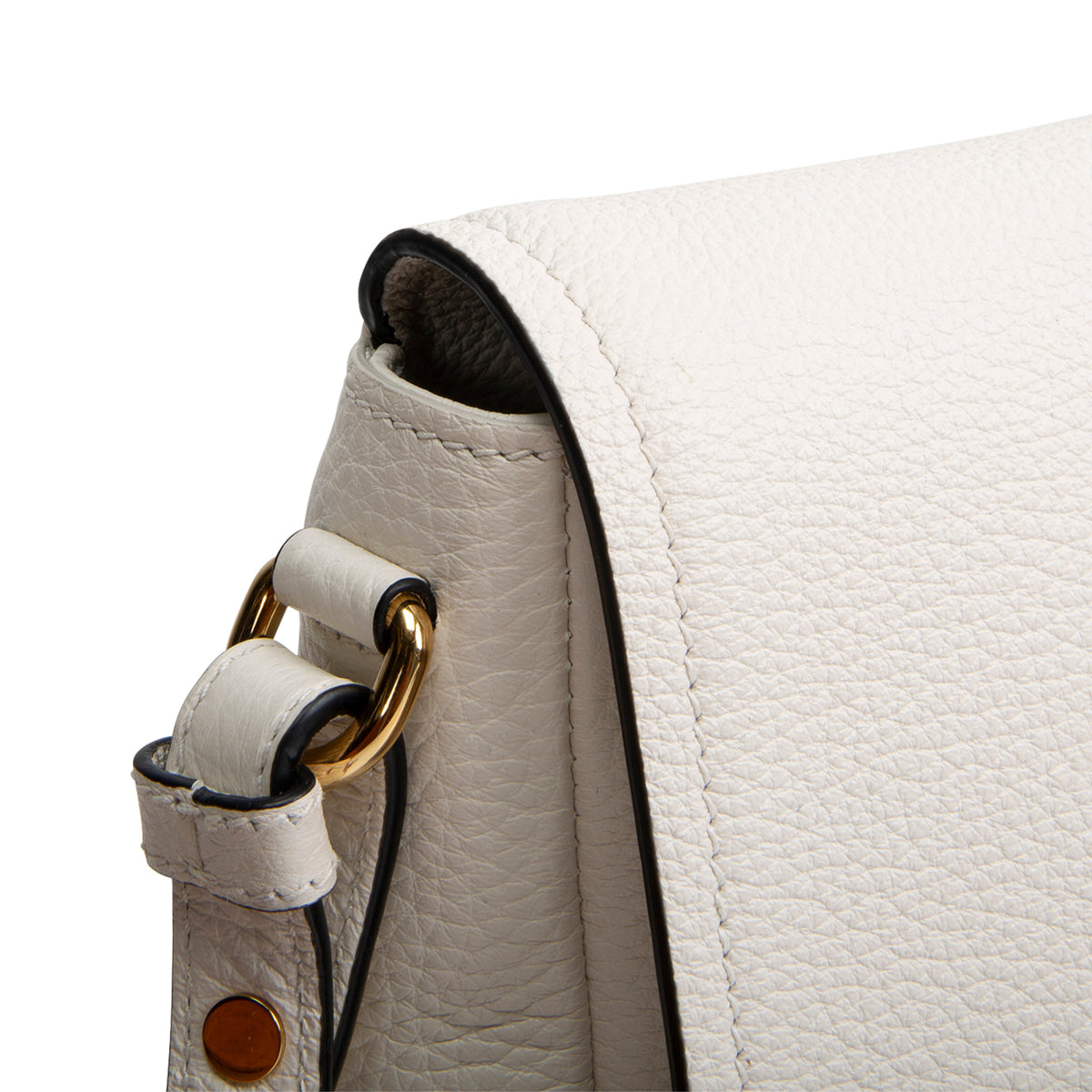 PRADA Pebbled Leather Flap Crossbody - Ivory