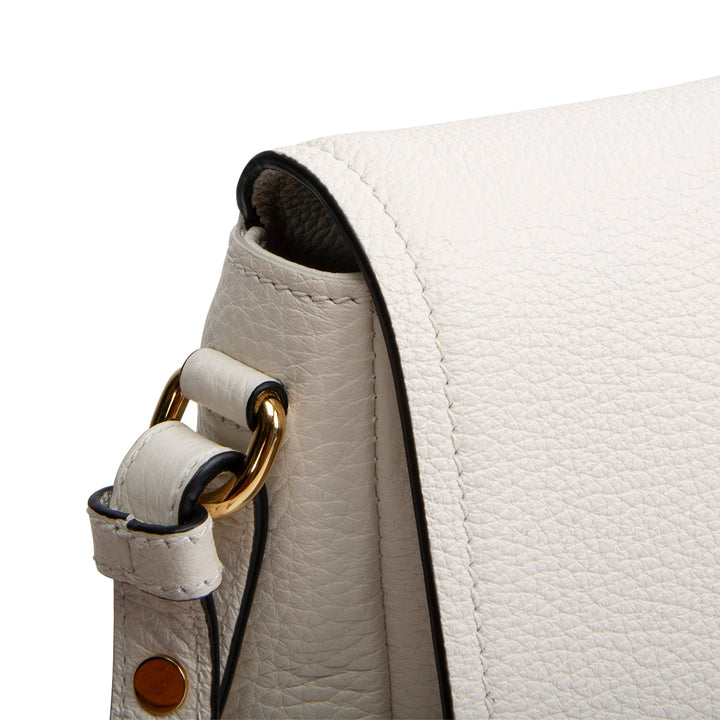 PRADA Pebbled Leather Flap Crossbody - Ivory