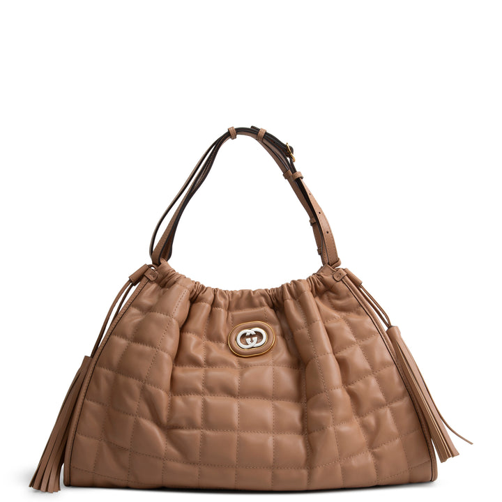 GUCCI Medium Quilted Deco Tote - Nude