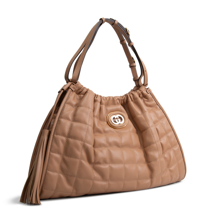 GUCCI Medium Quilted Deco Tote - Nude