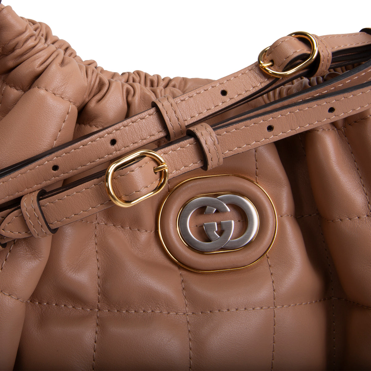 GUCCI Medium Quilted Deco Tote - Nude