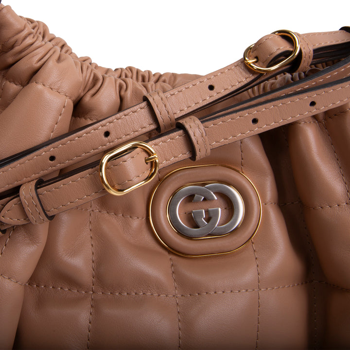 GUCCI Medium Quilted Deco Tote - Nude