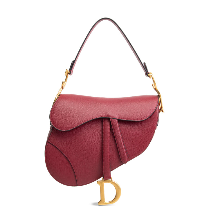 DIOR Leather Saddle Bag - Burgundy
