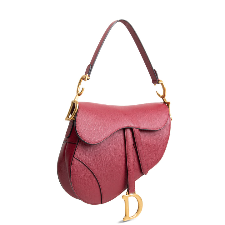 DIOR Leather Saddle Bag - Burgundy