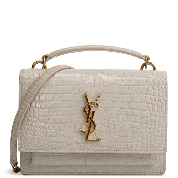 SAINT LAURENT Sunset Chain Wallet - Croc Embossed