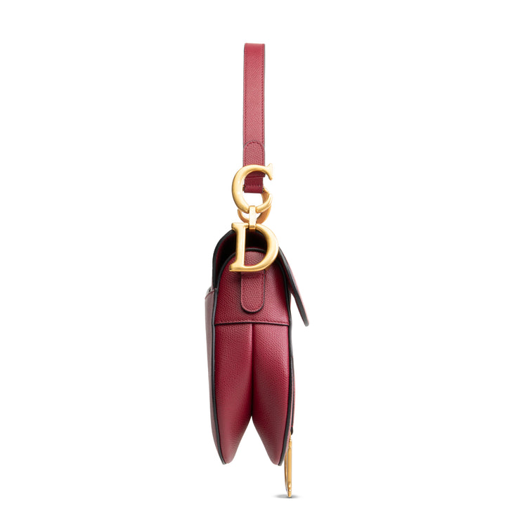 DIOR Leather Saddle Bag - Burgundy