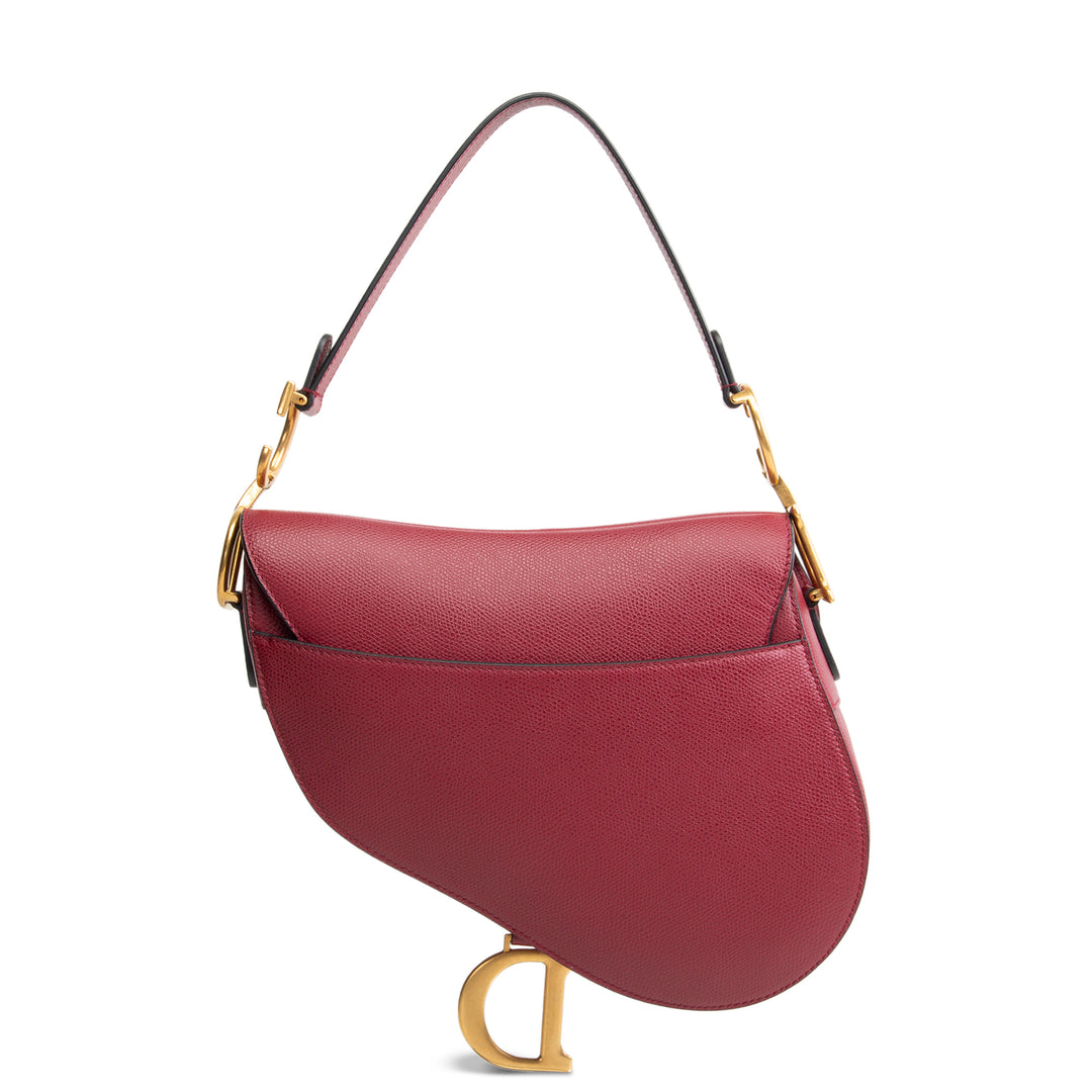DIOR Leather Saddle Bag - Burgundy