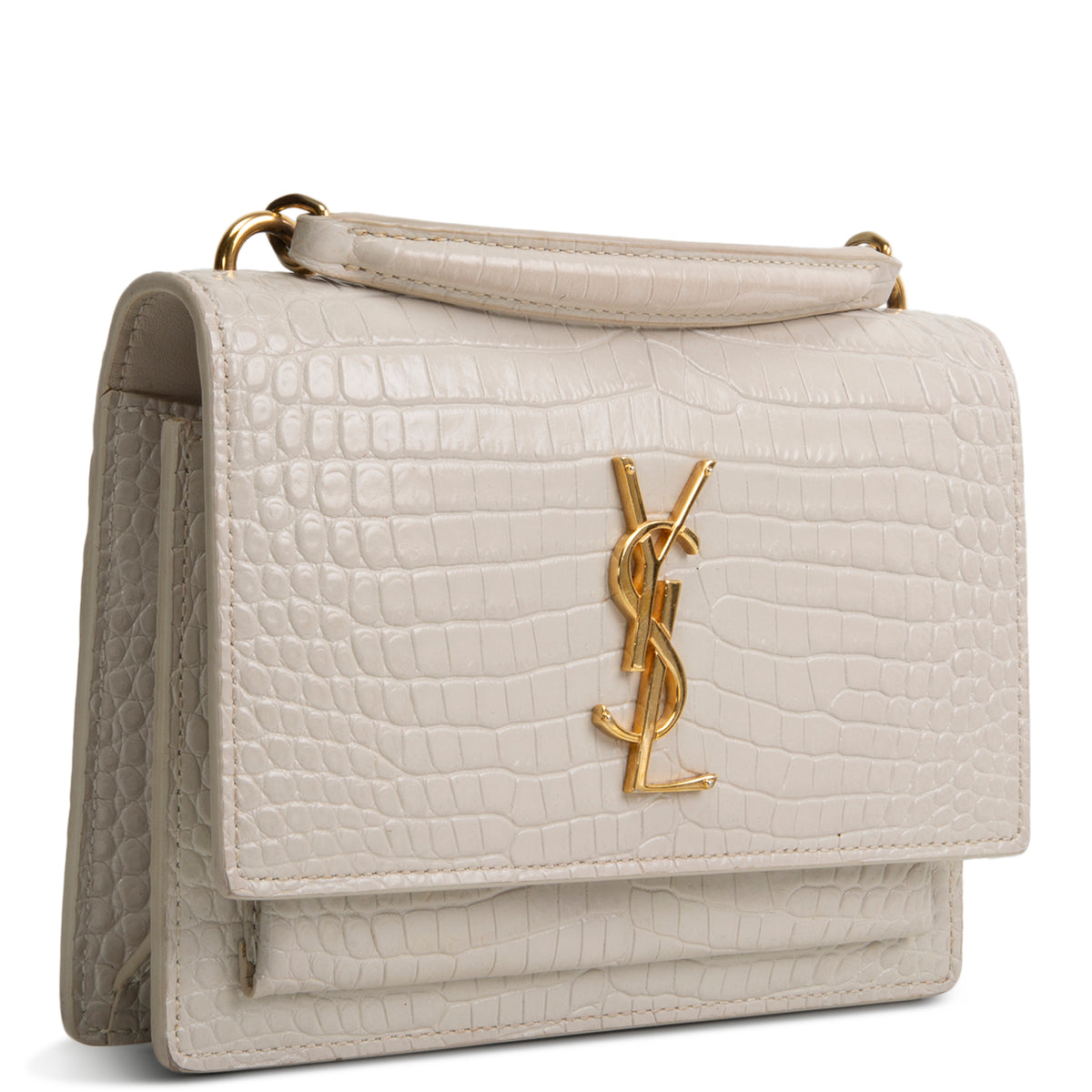 SAINT LAURENT Sunset Chain Wallet - Croc Embossed