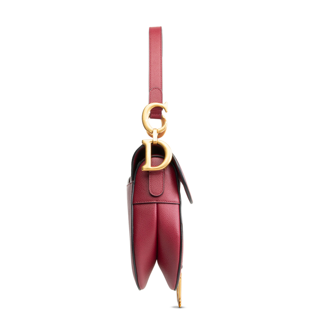 DIOR Leather Saddle Bag - Burgundy