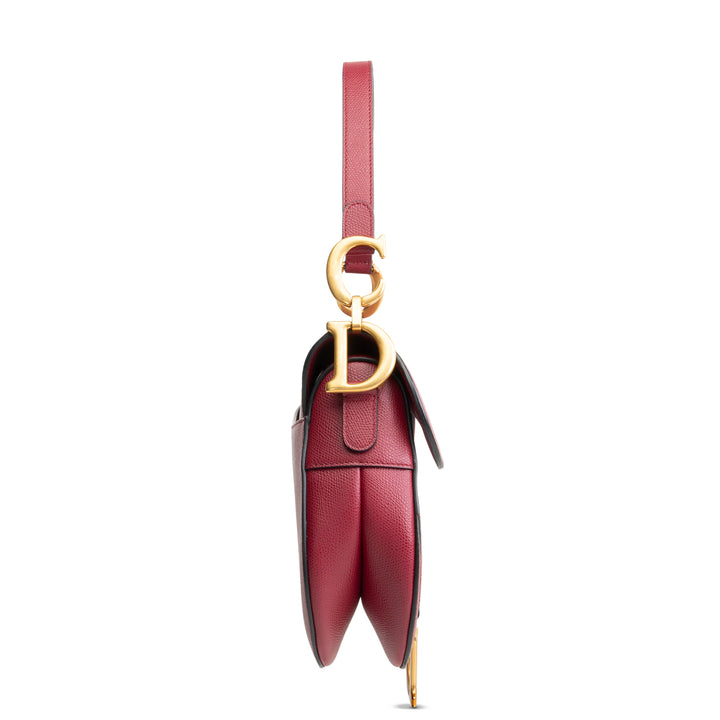 DIOR Leather Saddle Bag - Burgundy