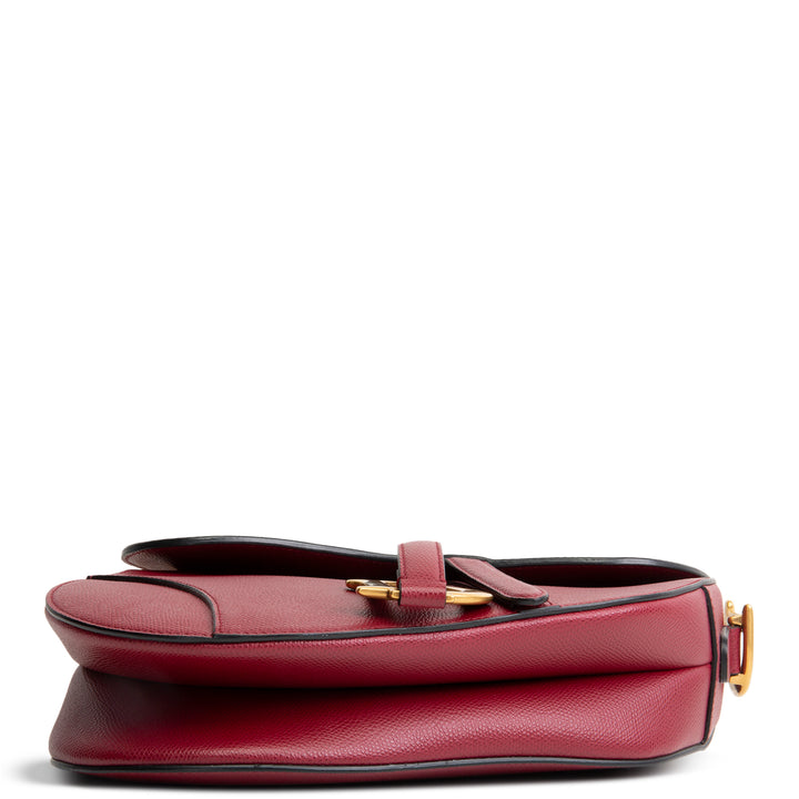 DIOR Leather Saddle Bag - Burgundy