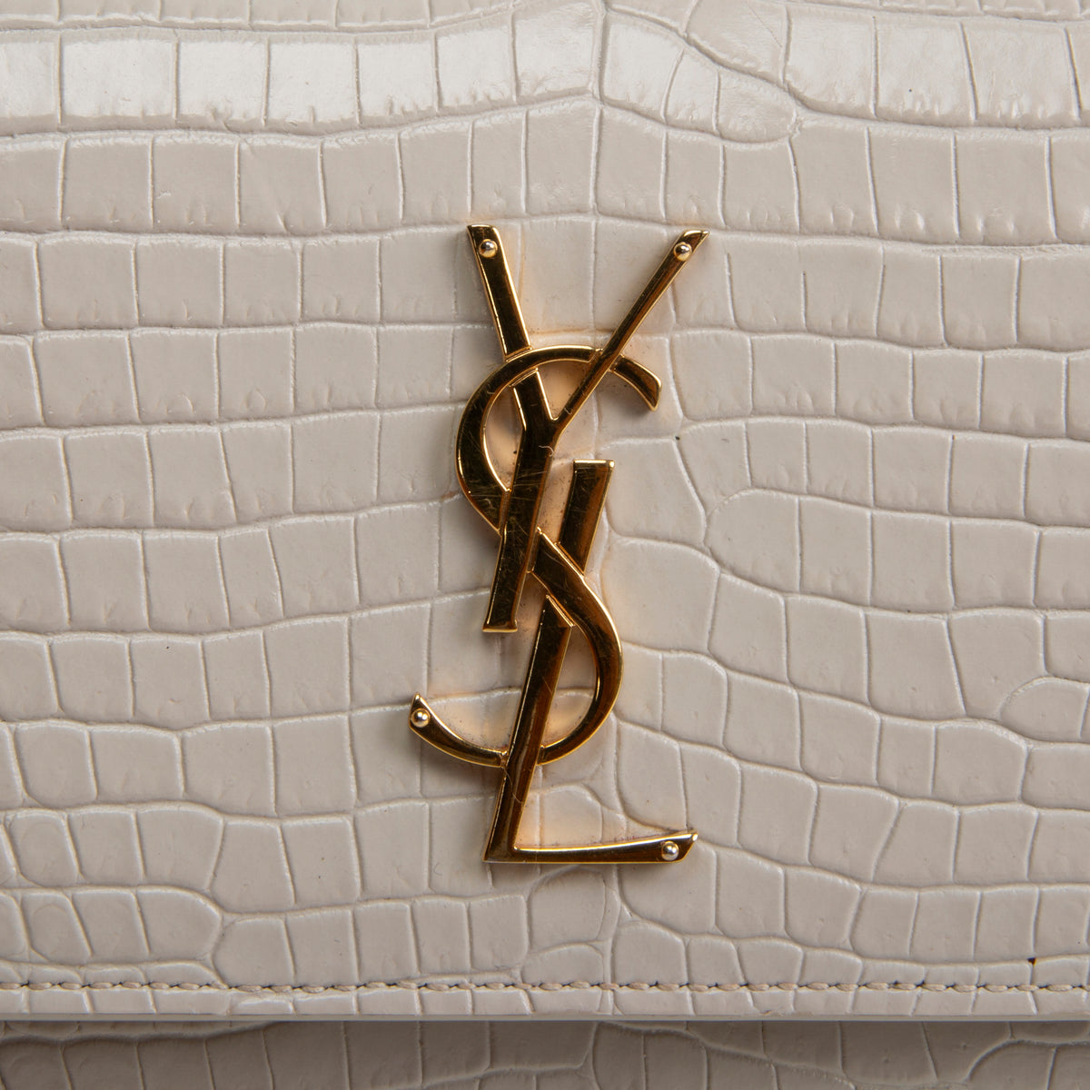 SAINT LAURENT Sunset Chain Wallet - Croc Embossed