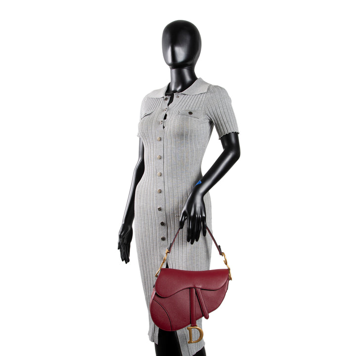 DIOR Leather Saddle Bag - Burgundy