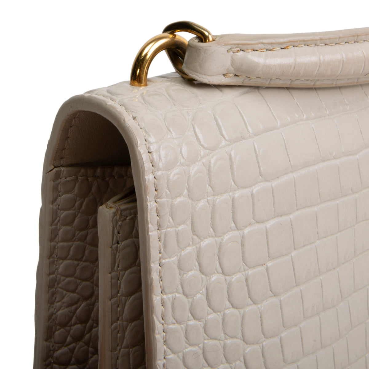 SAINT LAURENT Sunset Chain Wallet - Croc Embossed