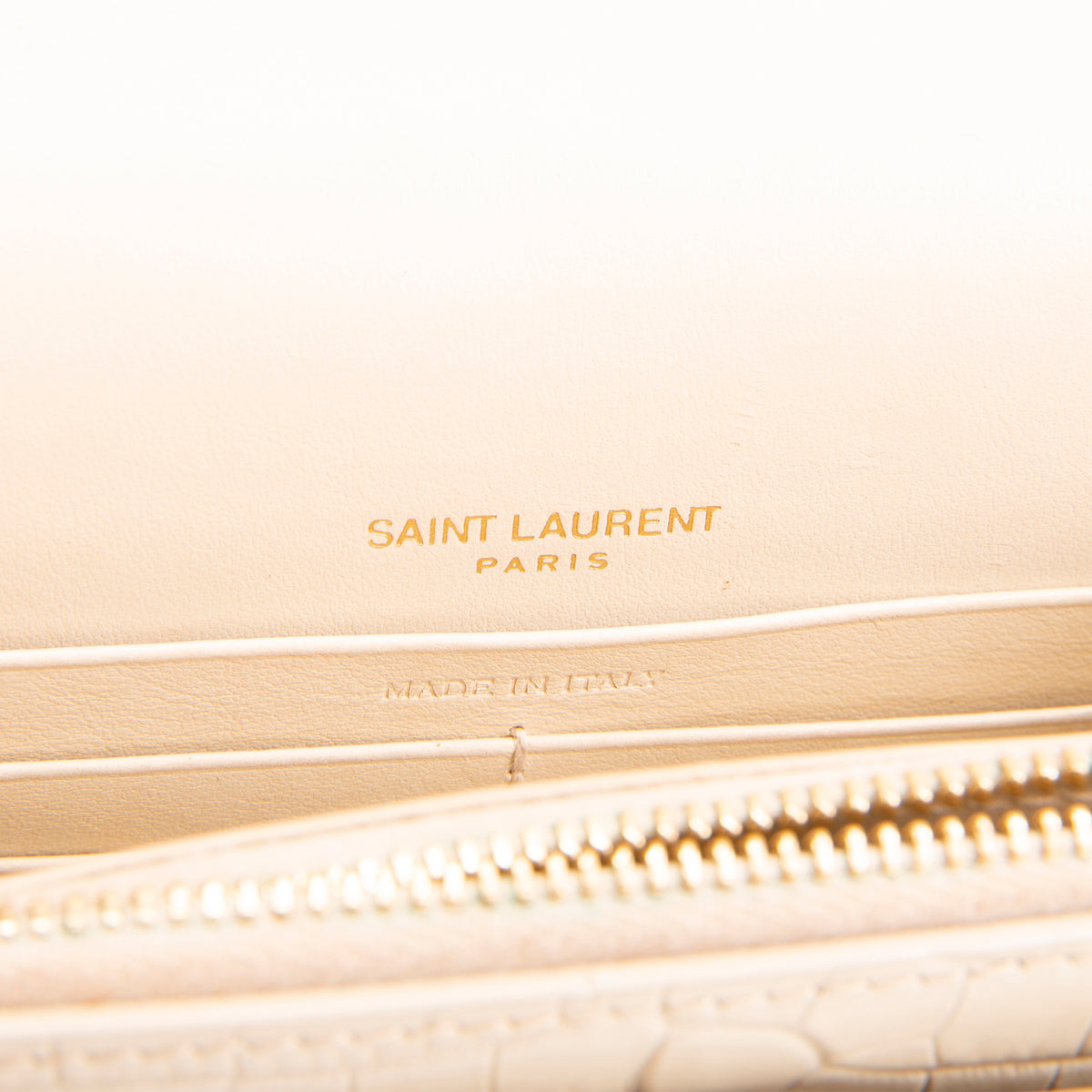 SAINT LAURENT Sunset Chain Wallet - Croc Embossed