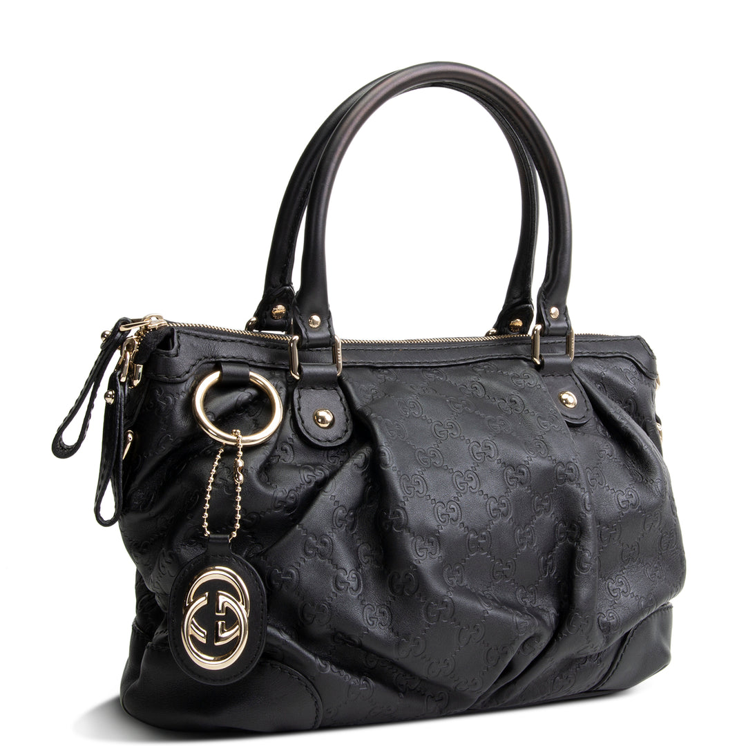 GUCCI Guccissima Sukey Shoulder Bag - Black