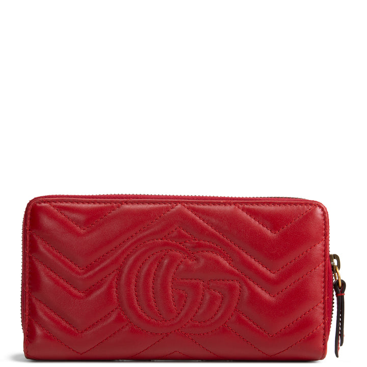 GUCCI Leather Double G Marmont Continental Wallet - Red OUTLET FINAL SALE