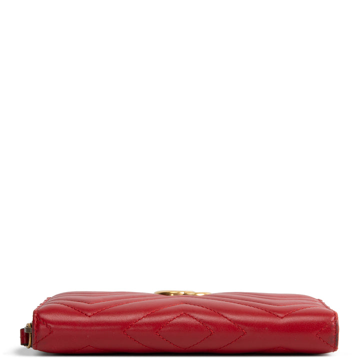 GUCCI Leather Double G Marmont Continental Wallet - Red OUTLET FINAL SALE