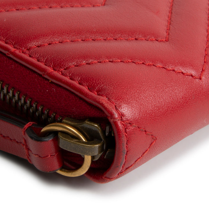 GUCCI Leather Double G Marmont Continental Wallet - Red OUTLET FINAL SALE