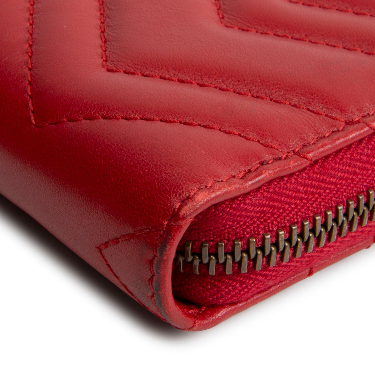 GUCCI Leather Double G Marmont Continental Wallet - Red OUTLET FINAL SALE