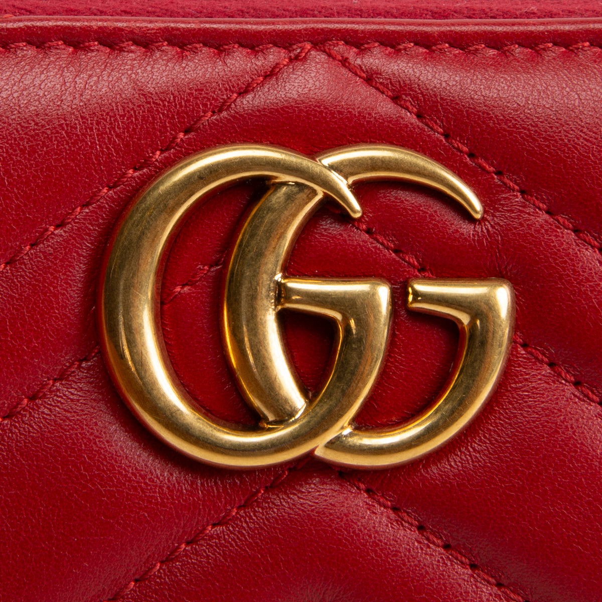 GUCCI Leather Double G Marmont Continental Wallet - Red OUTLET FINAL SALE