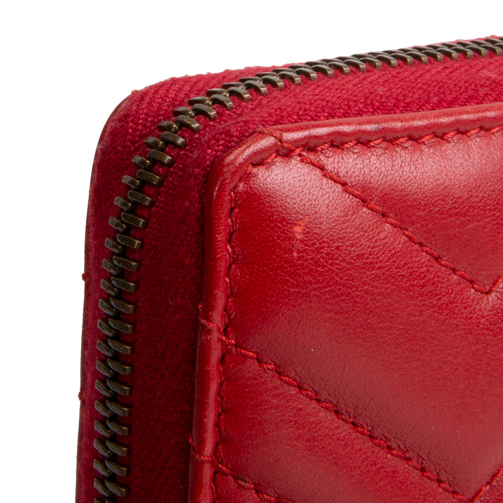 GUCCI Leather Double G Marmont Continental Wallet - Red OUTLET FINAL SALE