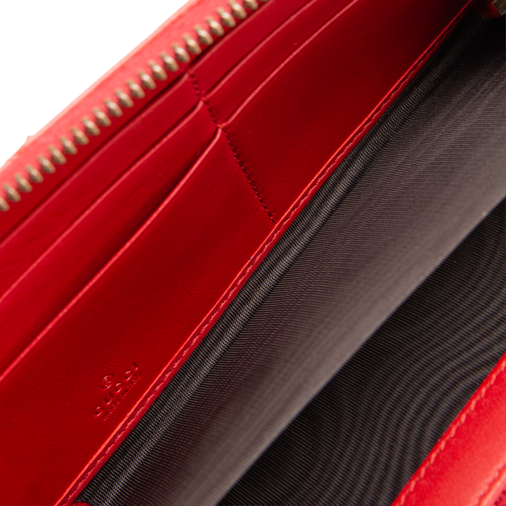 GUCCI Leather Double G Marmont Continental Wallet - Red OUTLET FINAL SALE