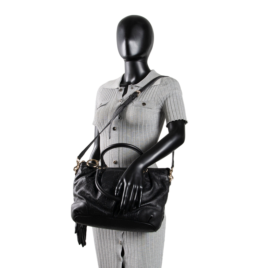 GUCCI Guccissima Sukey Shoulder Bag - Black