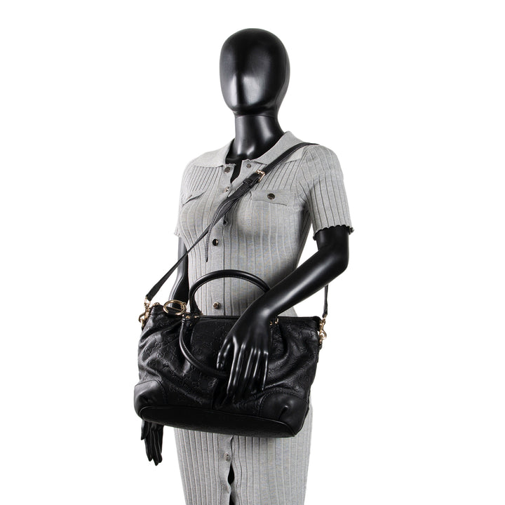 GUCCI Guccissima Sukey Shoulder Bag - Black