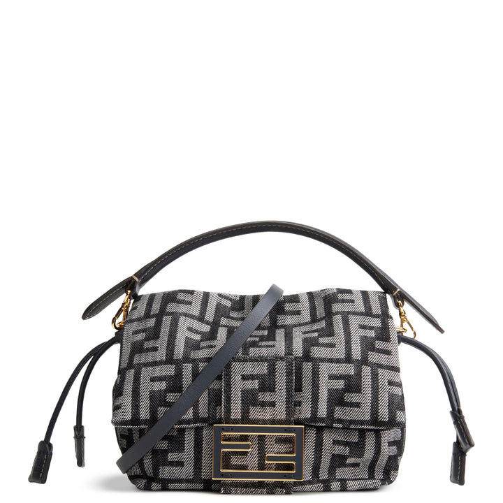 FENDI Small Zucca Denim Mama Baguette - Navy Blue