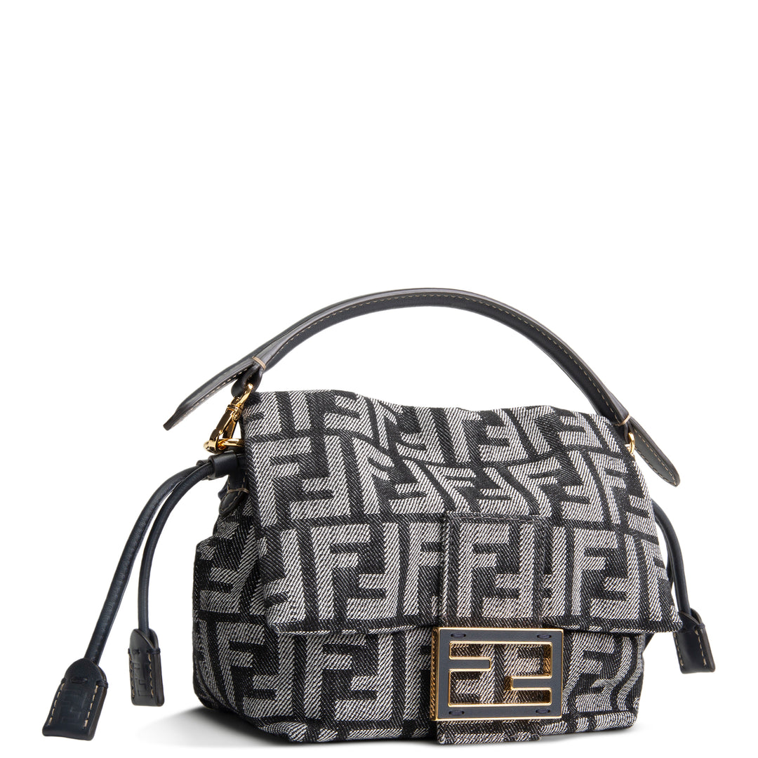 FENDI Small Zucca Denim Mama Baguette - Navy Blue