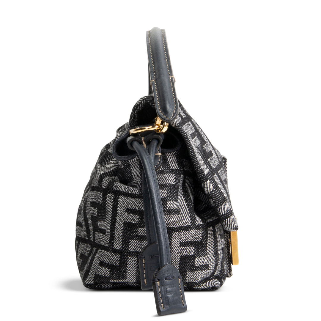 FENDI Small Zucca Denim Mama Baguette - Navy Blue